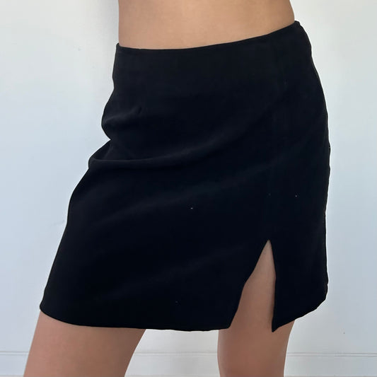 Vintage Made in Canada Dalmys Black Slit Leg Mini Skirt - Small