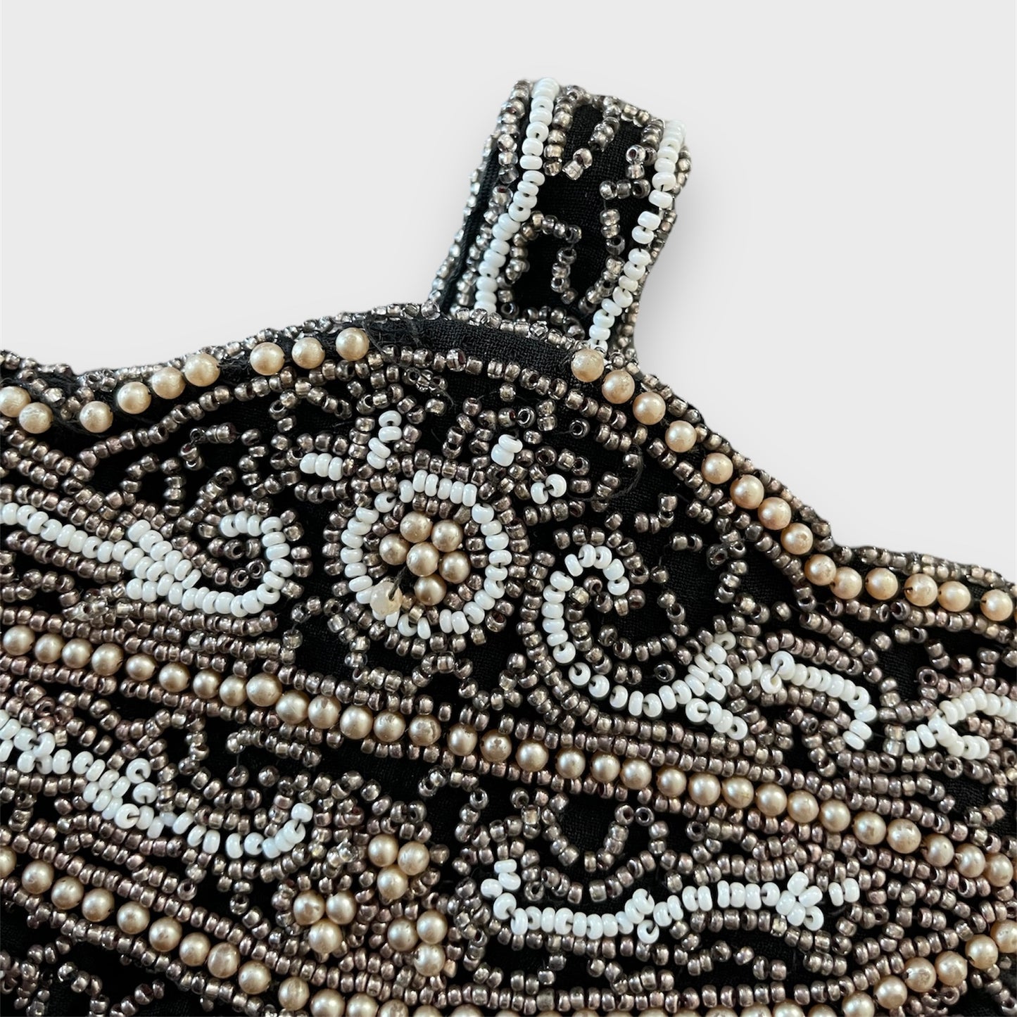 1920s Black Beaded Pouch