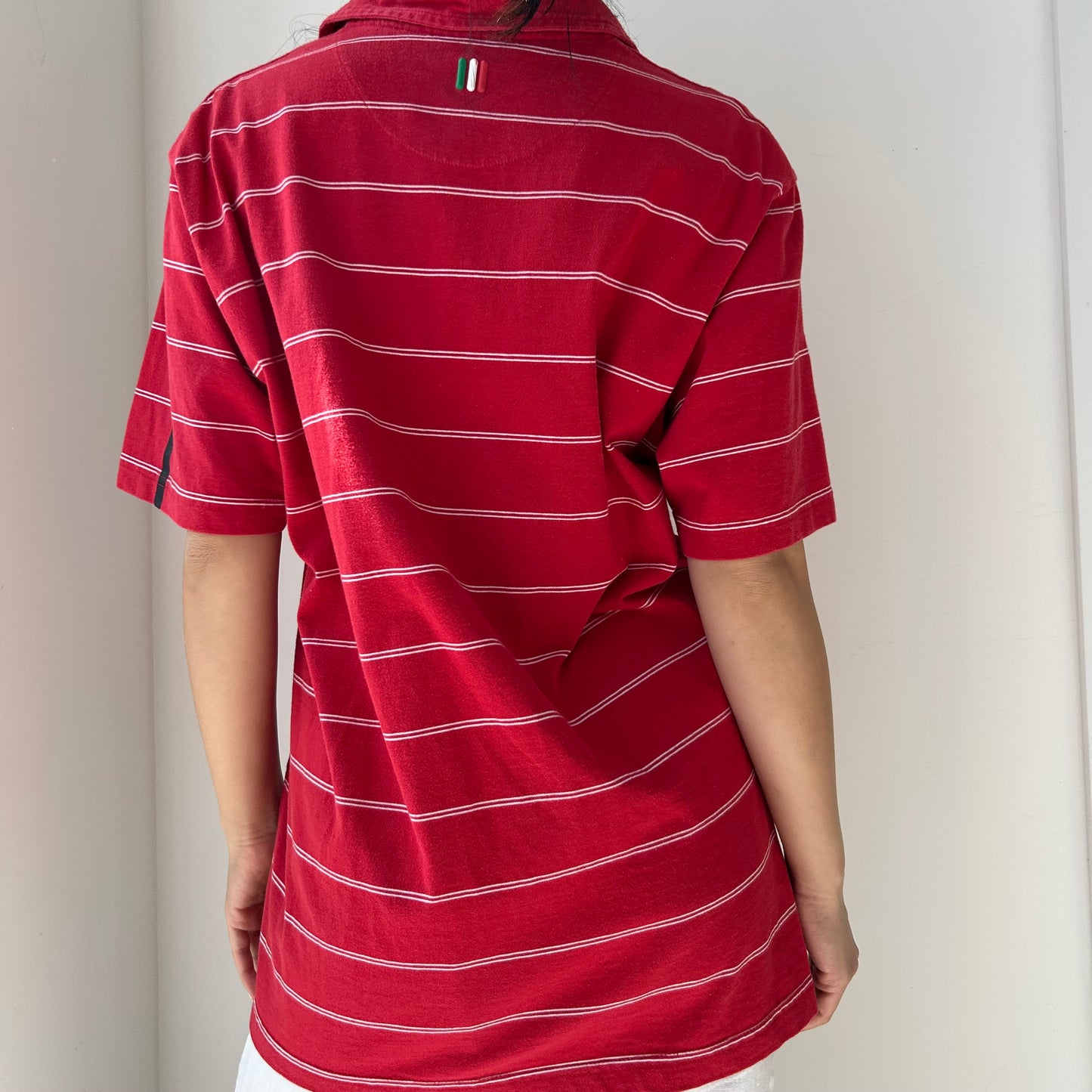 Ferrari Red Short Sleeve Striped Polo Shirt - X-Large