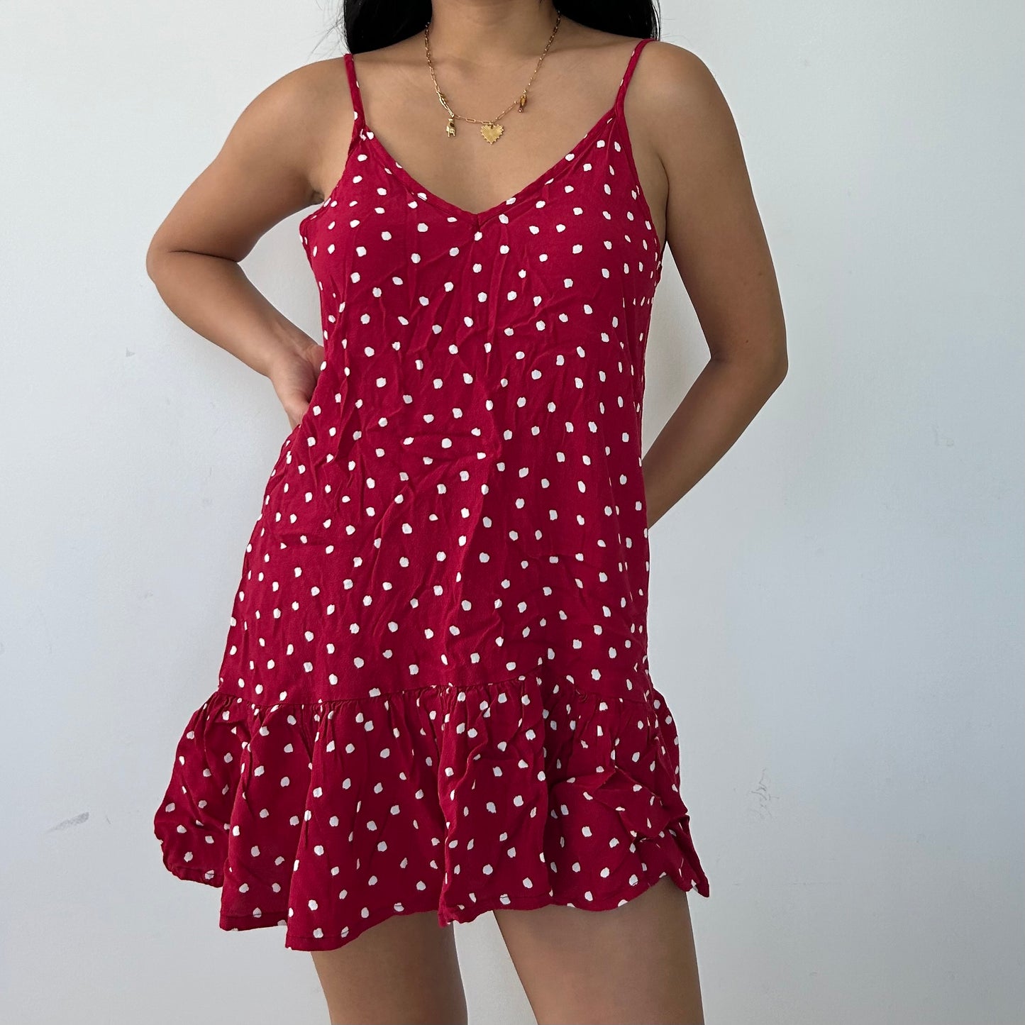 Bali Boat Shed Red Polka Dot Dress - Small