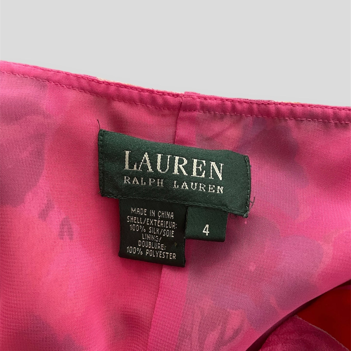 Lauren Ralph Lauren Pink Floral 100% Silk Handkerchief Skirt - Medium