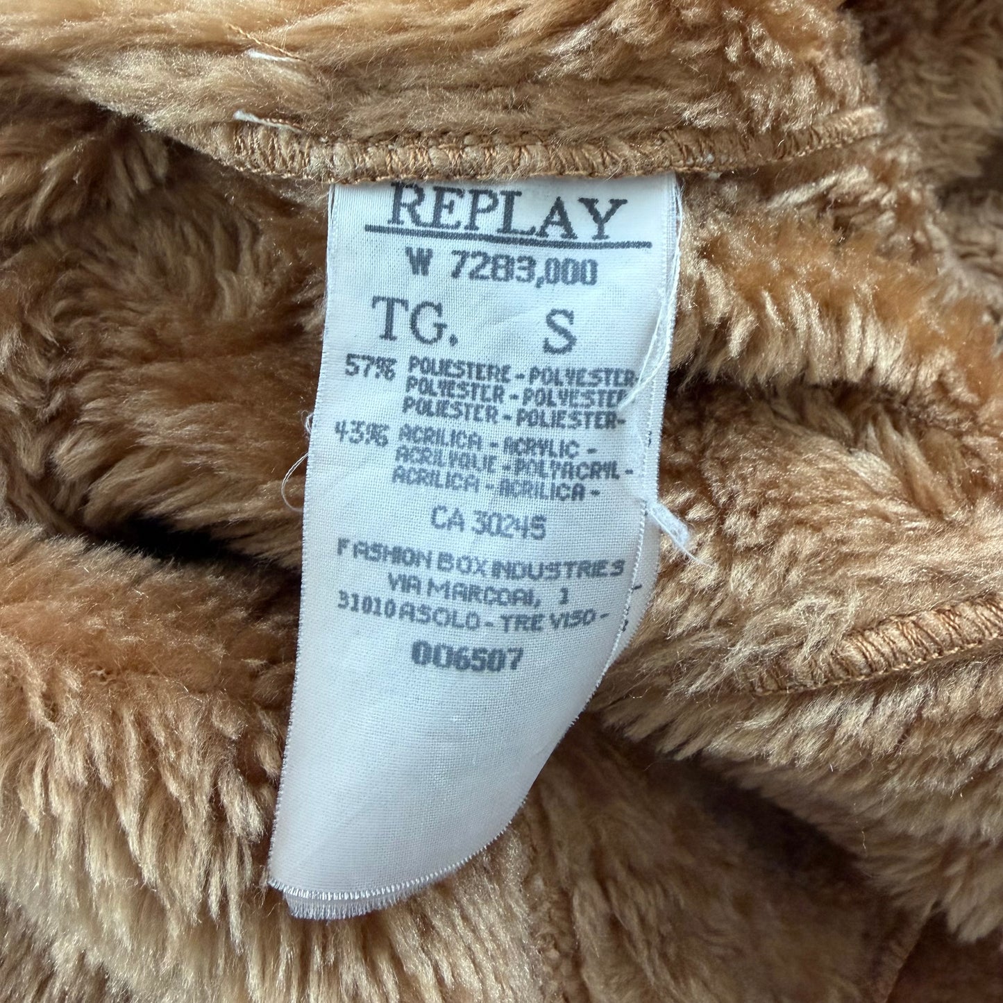 Replay Beige Faux Shearling Double Zip Coat - Small