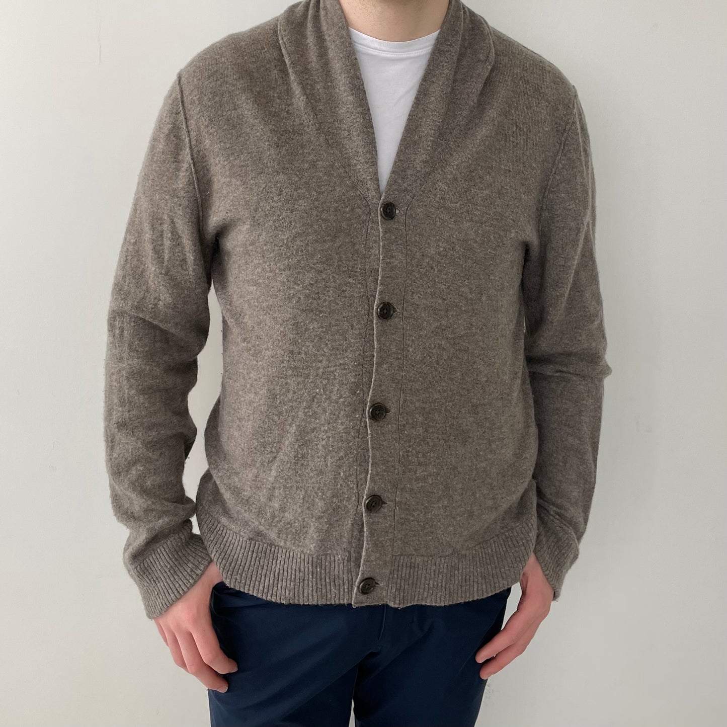 James Perse Grey Shawl-Collar Cashmere Cardigan - X-Large