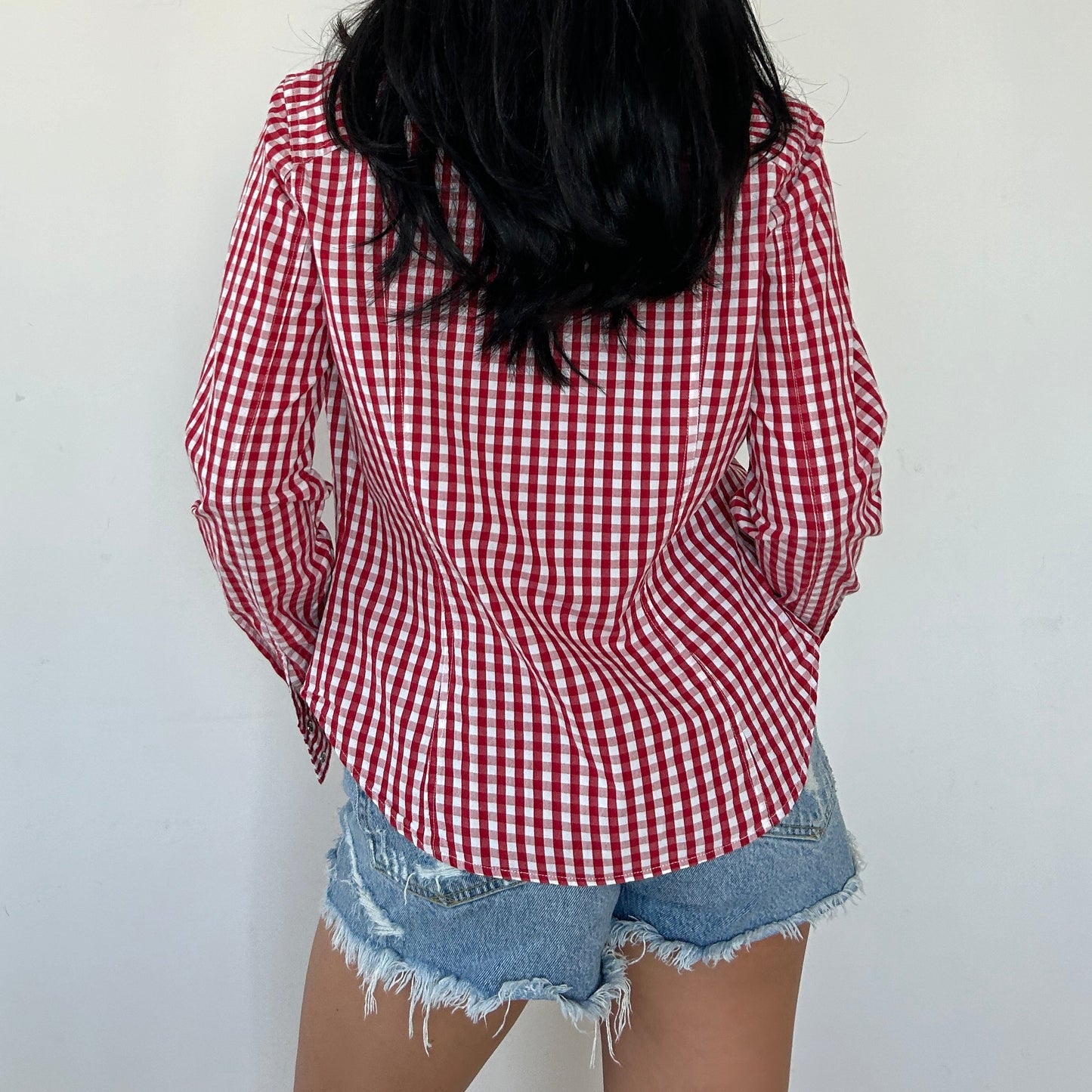 Jacob Connexion Red and White Gingham Shirt - Medium