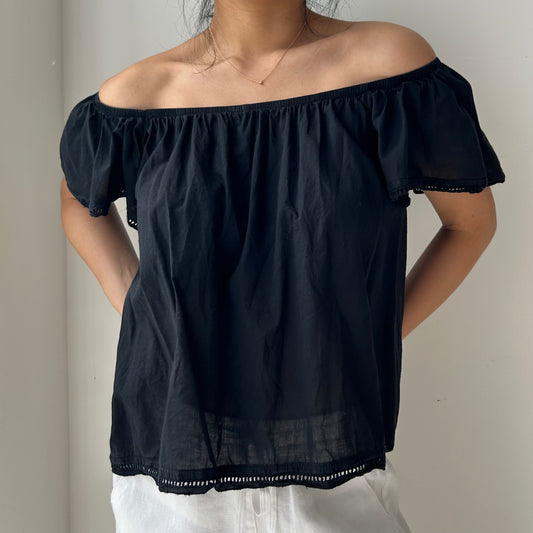 McGuire Black Off Shoulder Top - Medium