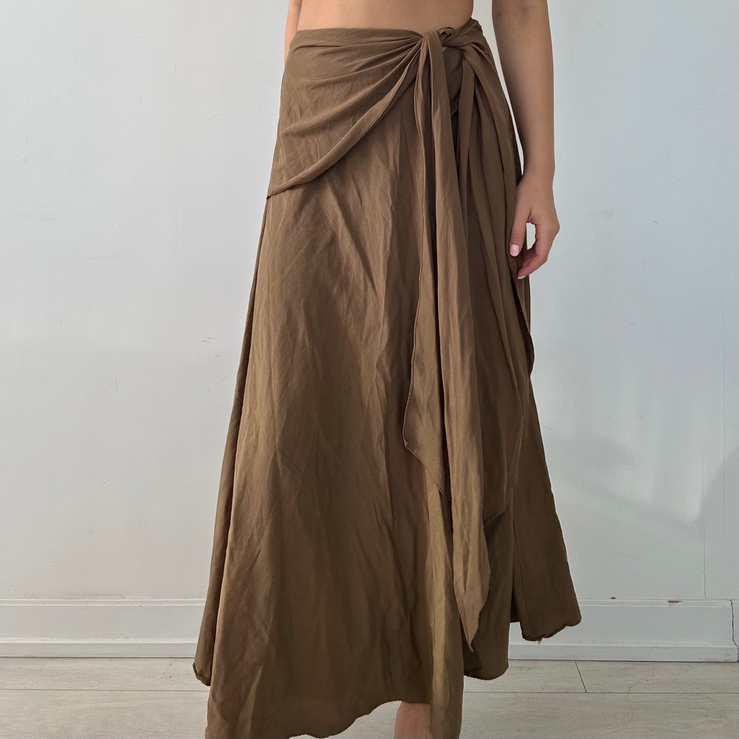 Vintage 1990s Donna Karan 100% Silk Wrap Skirt - Small