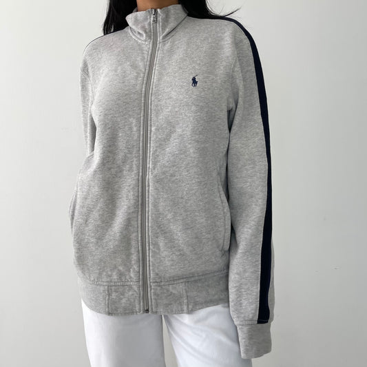 Polo Ralph Lauren Grey and Navy Track Jacket - Medium