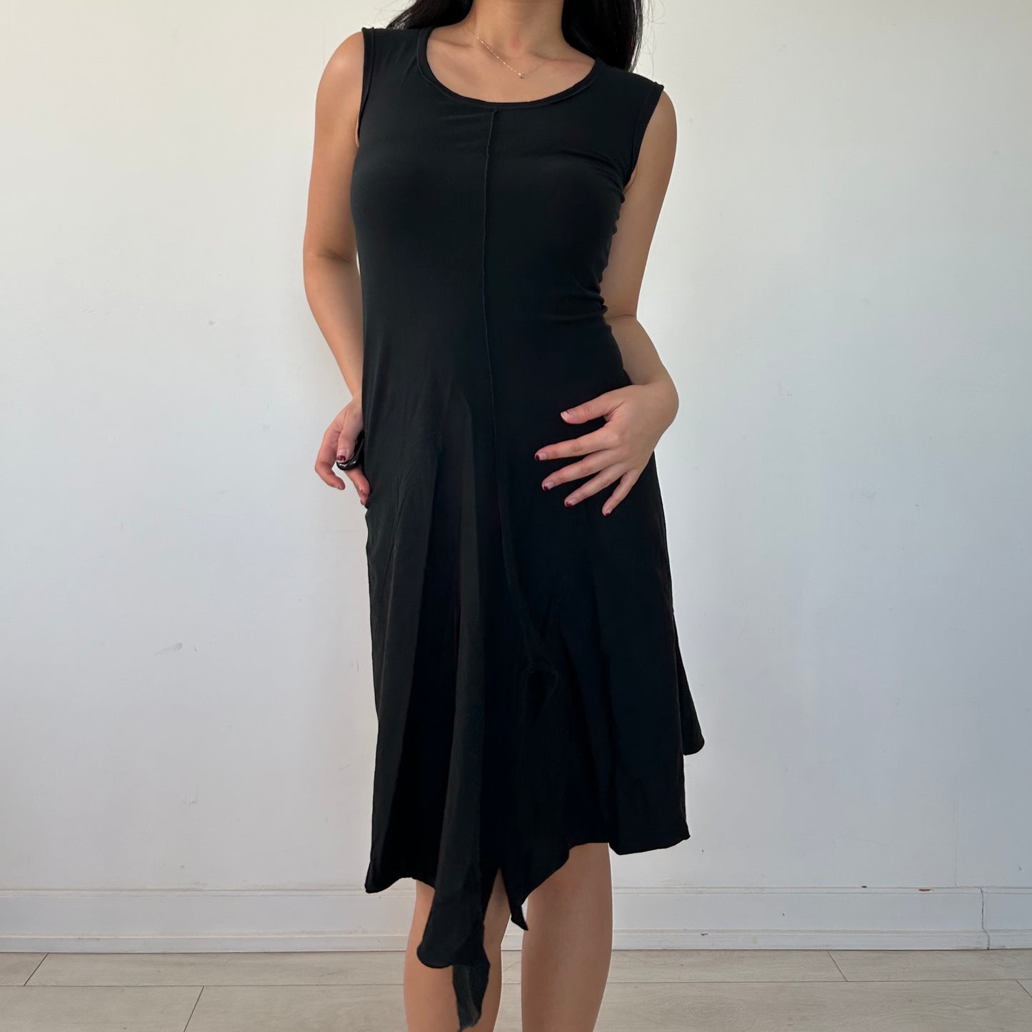 m.a+ Maurizio Amadei Black Sleeveless Asymmetrical Dress - X-Small