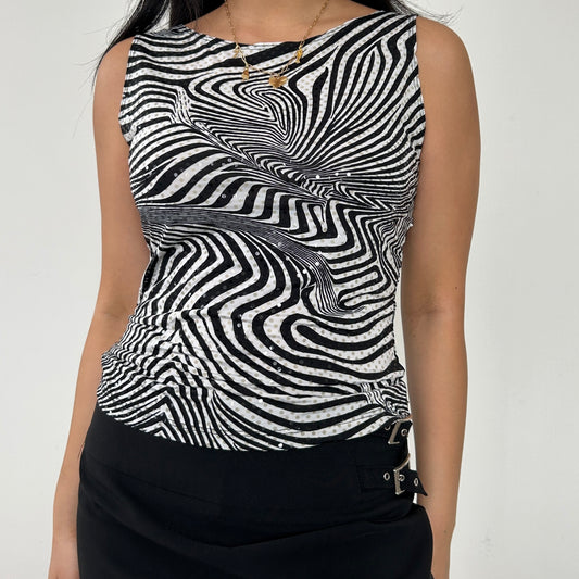 Vintage 90s Made in USA Zebra Print High-Neck Tank - Small