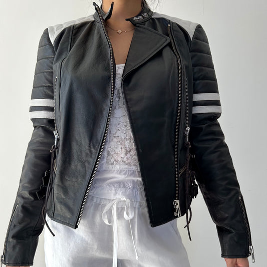 Ralph Lauren Denim & Supply Colourblock Leather Moto Jacket - X-Small