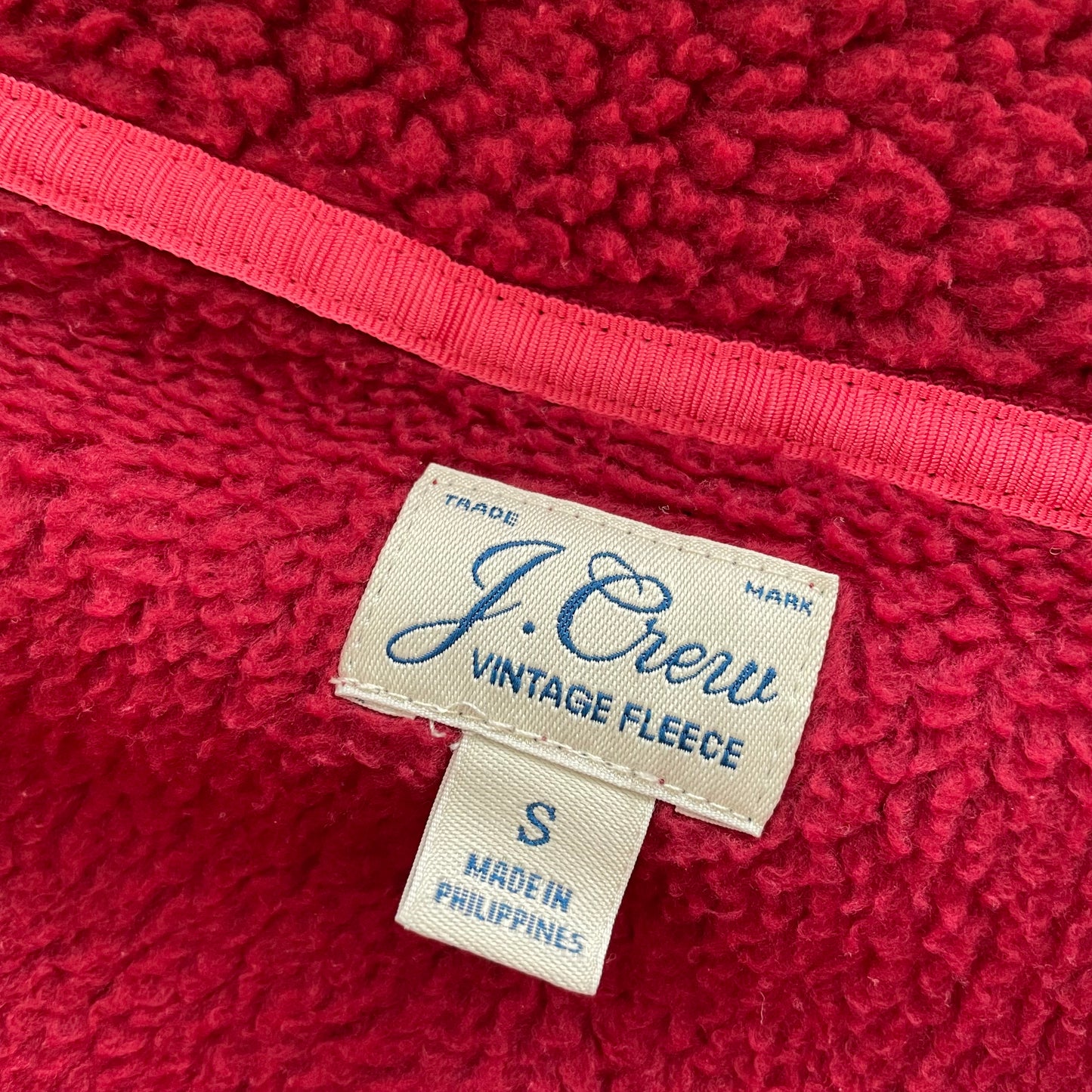 J. Crew Raspberry Red Sherpa Fleece Half-Snap Pullover - Small