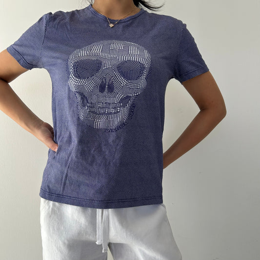 2012 Alexander McQueen Blue Graphic Skull T-Shirt - Small