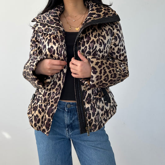 Girdear Leopard Print Hooded Puffer Jacket - Medium