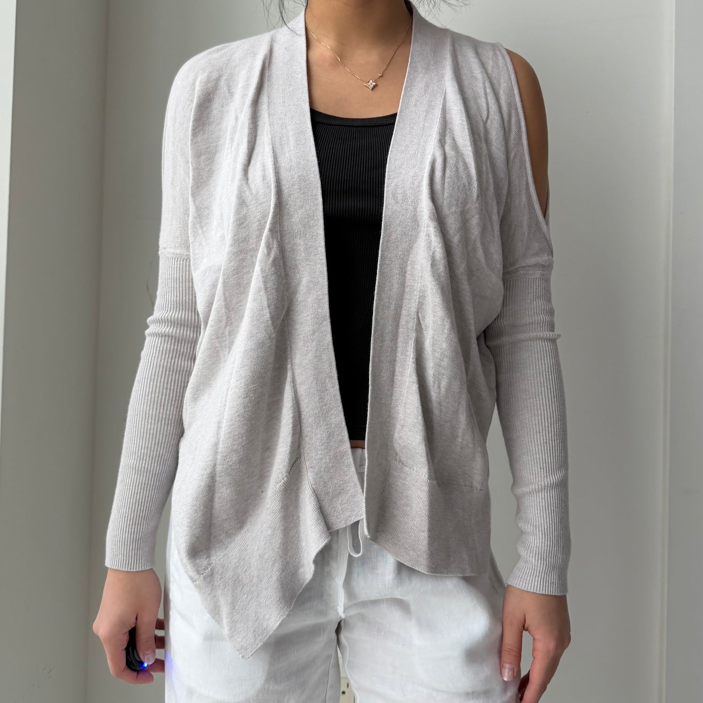 All Saints Grey Cold-Shoulder Cardigan - X-Small