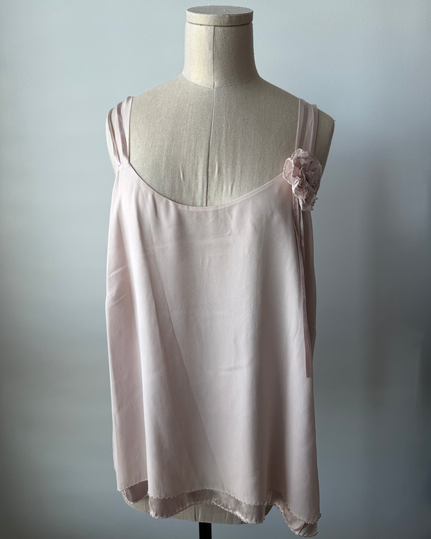 2000s Deadstock Blush Pink Silk Camisole - X-Large