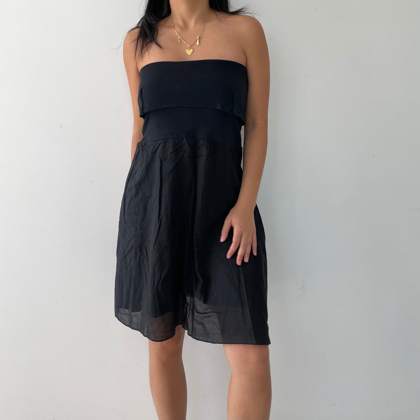 BNWT Manila Grace Black Strapless Dress - Medium