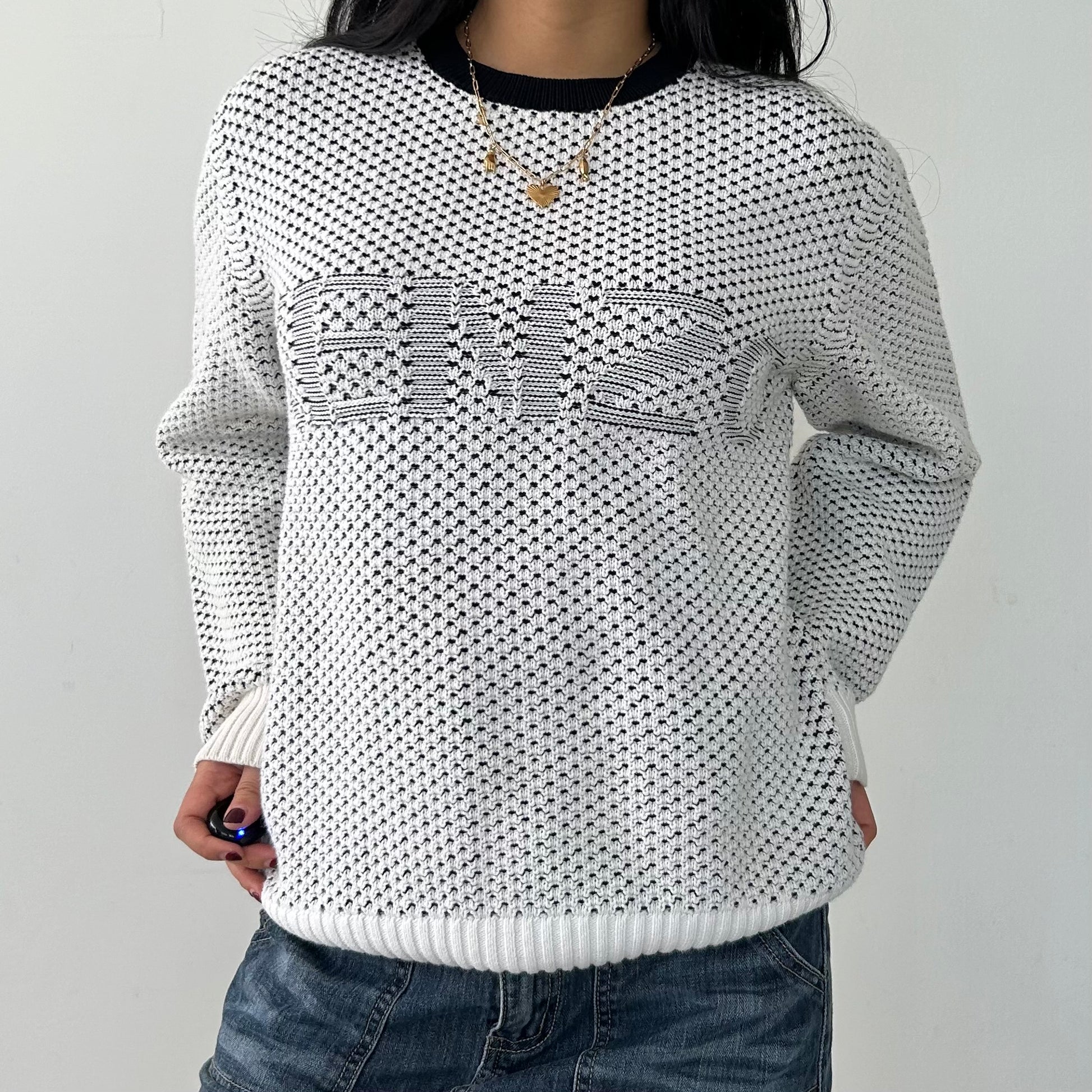 Kenzo Black and White Crewneck Knit Jumper Small – Zoehify