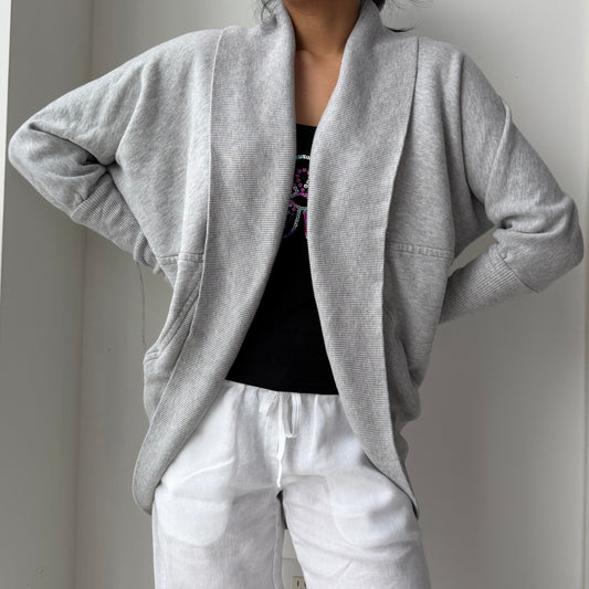 Old Label Wilfred Grey Marled Open Cardigan - Small