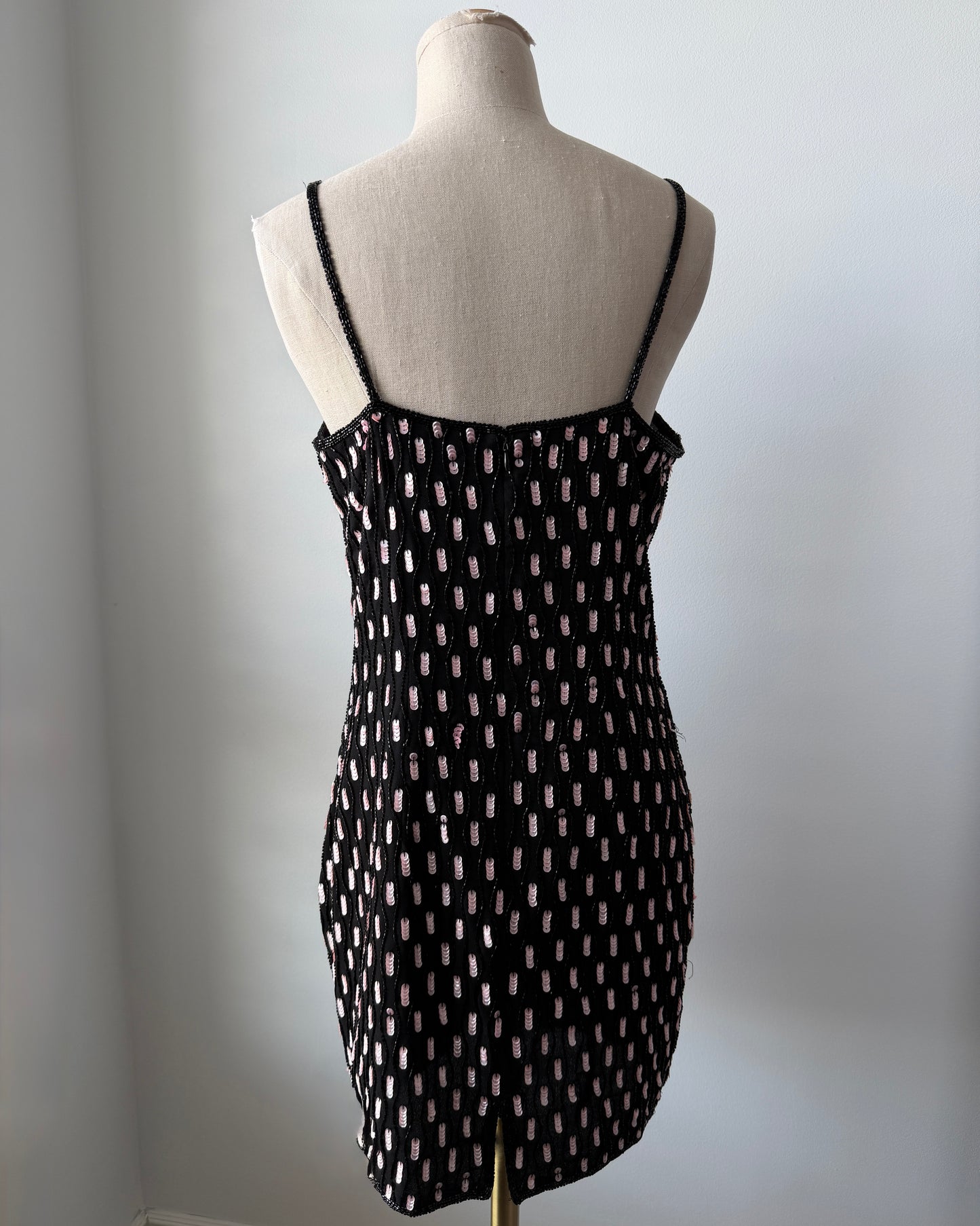 Fairweather Black and Pink Beaded Mini Dress - Medium