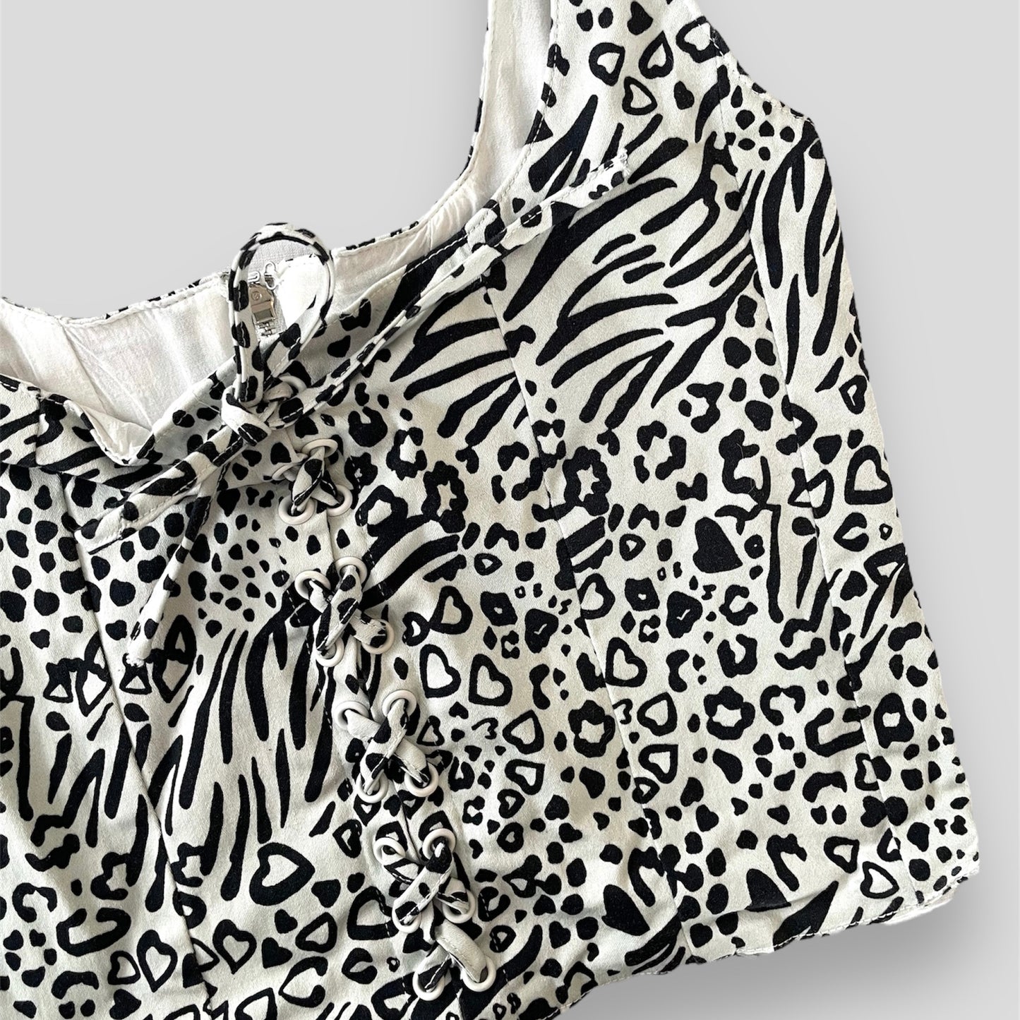 With Jéan Black and White Animal Print Corset Top - X-Small