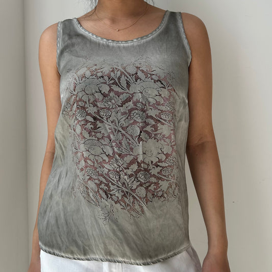 Nile Collection Grey Silk Tank - XX-Small