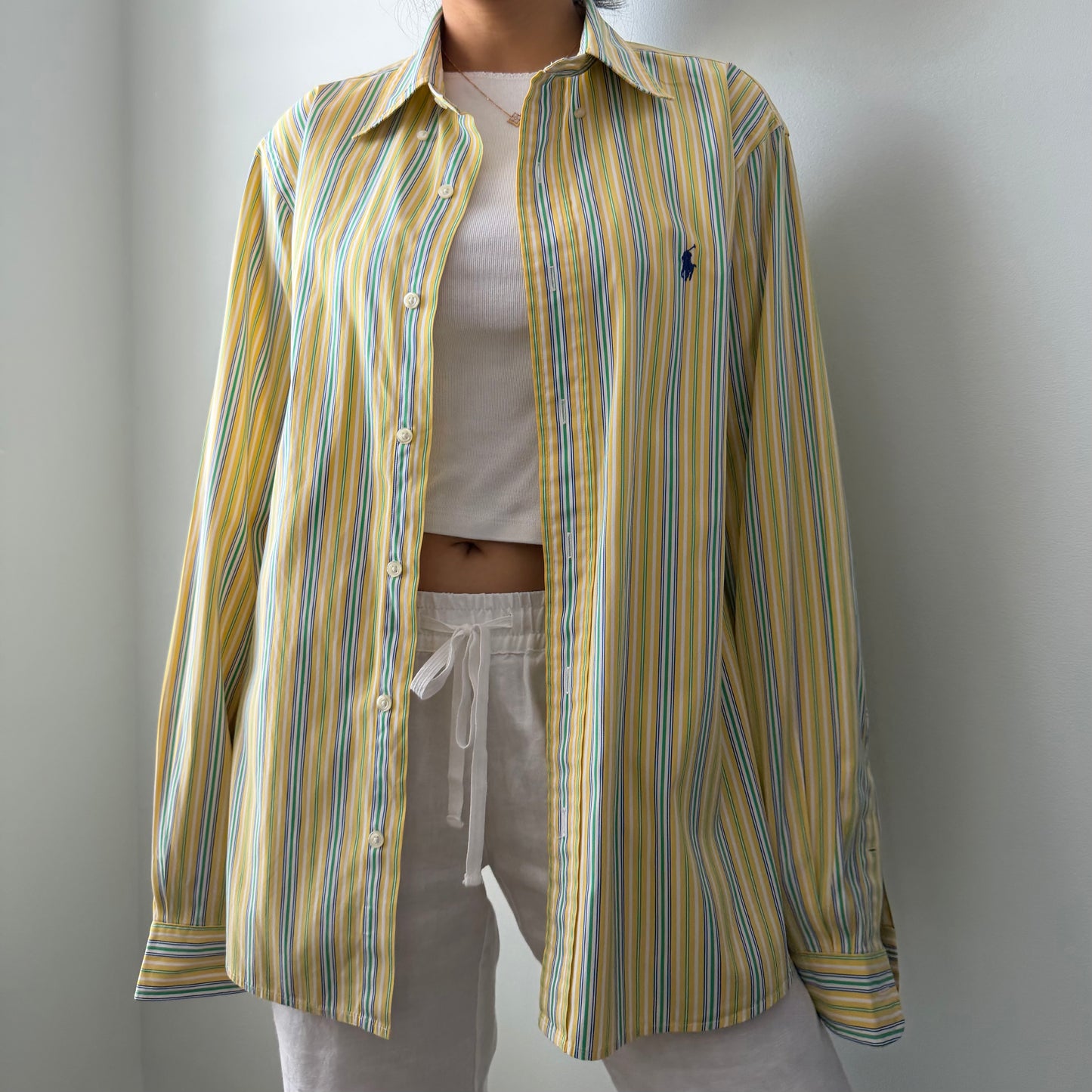 Ralph Lauren Yellow Striped Button-Up - Medium