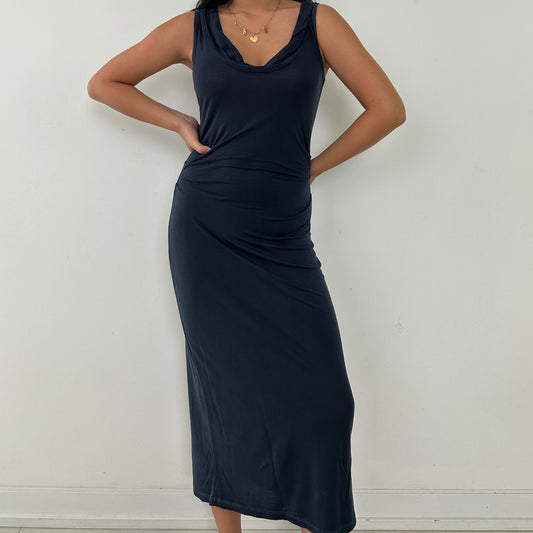 James Perse Dark Blue Sleeveless Jersey Maxi Dress - Small