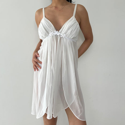 Oscar de la Renta Pink Label White Babydoll Lingerie Dress - Small