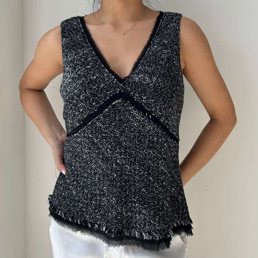 Lafayette 148 Black Wool and Silk Tweed Tank - Medium