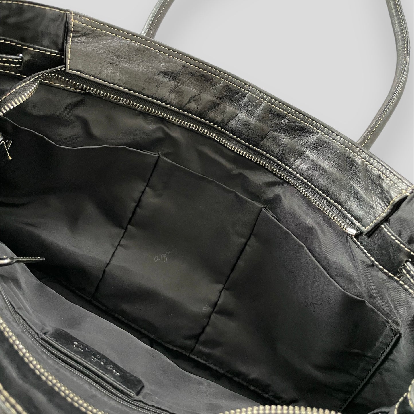 Agnès B. Voyage Black Leather Tote