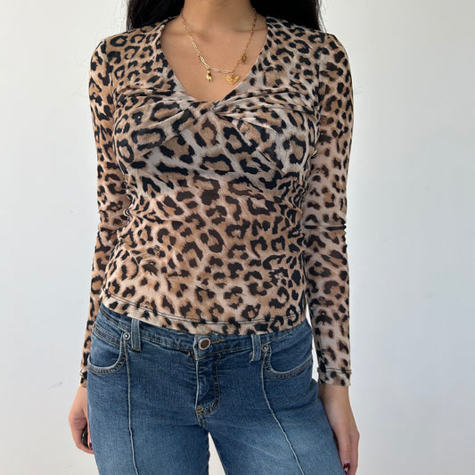 Joseph Ribkoff Long Sleeve Leopard Print Mesh Top - Medium