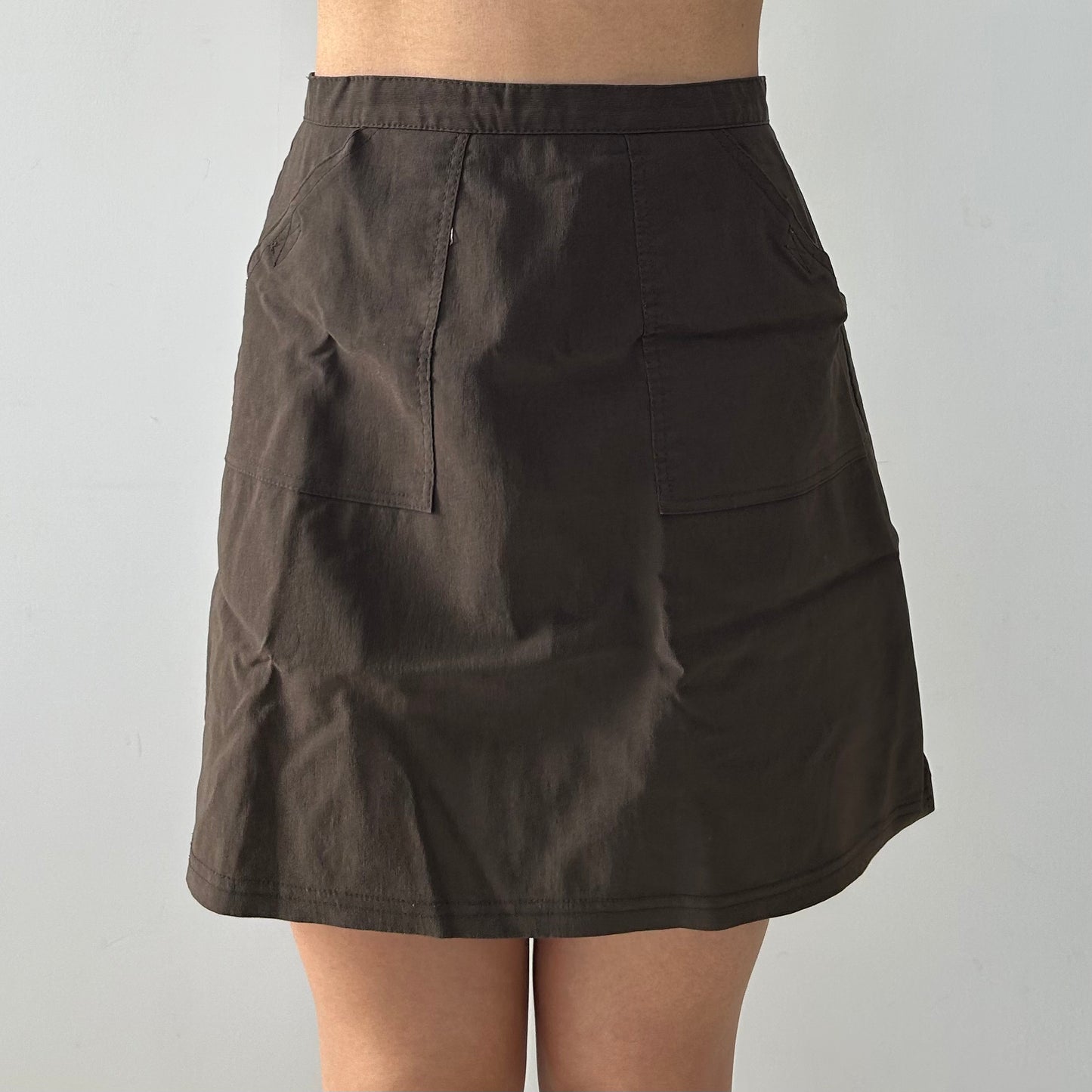 Vintage 1990s Smart Set Dark Brown Mini Skirt - Small