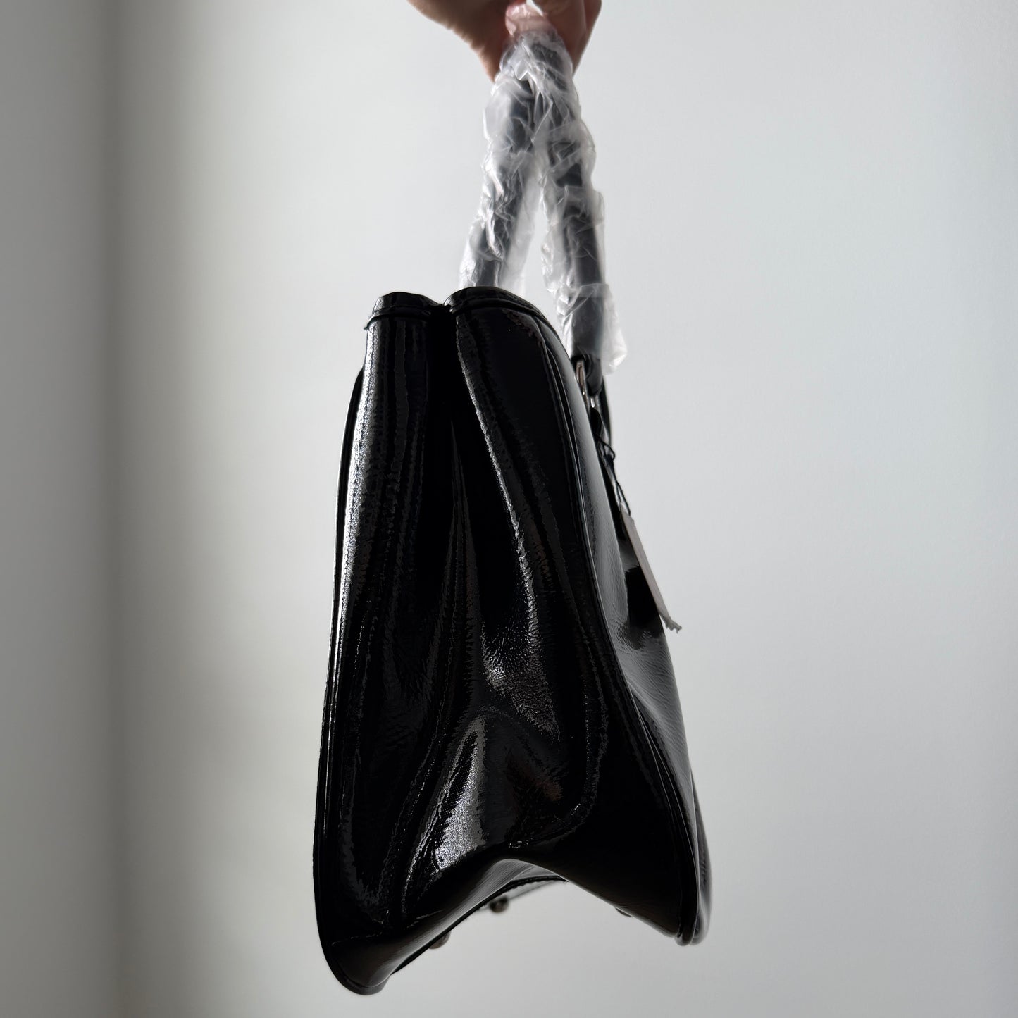 Lulu Guinness Black Patent Top Handle Tote