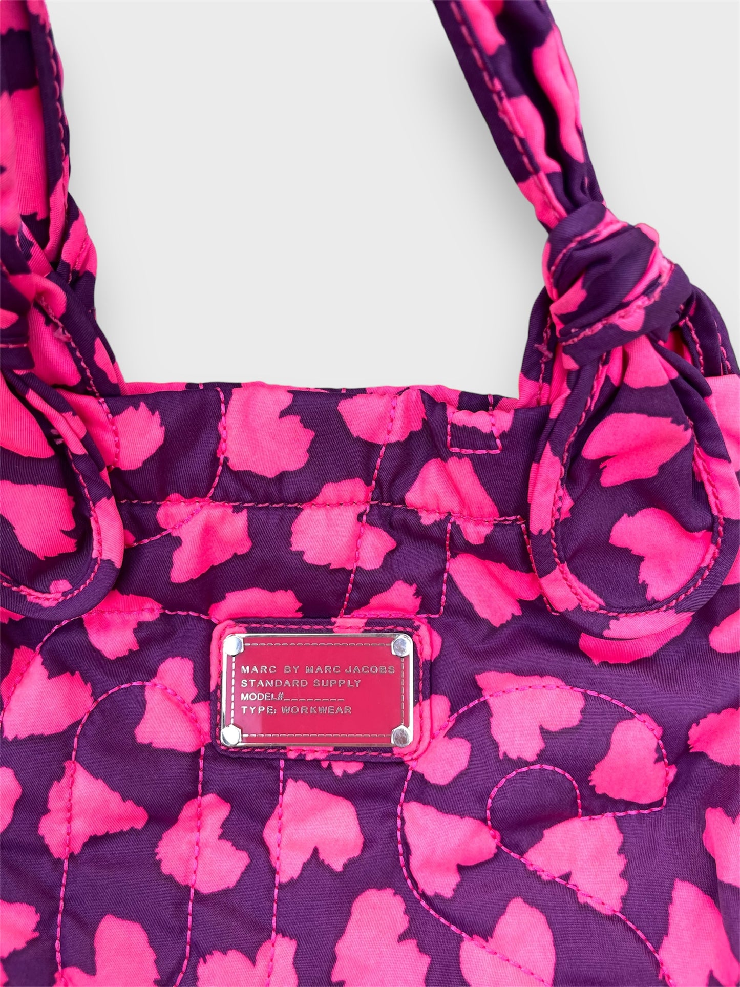 2010 Marc by Marc Jacobs Pink Quilted Heart-Print Nylon Tote