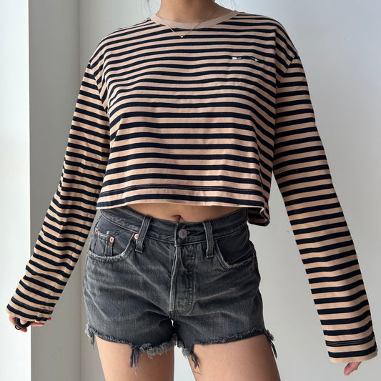 The Upside Long Sleeve Striped Crop Top - Small