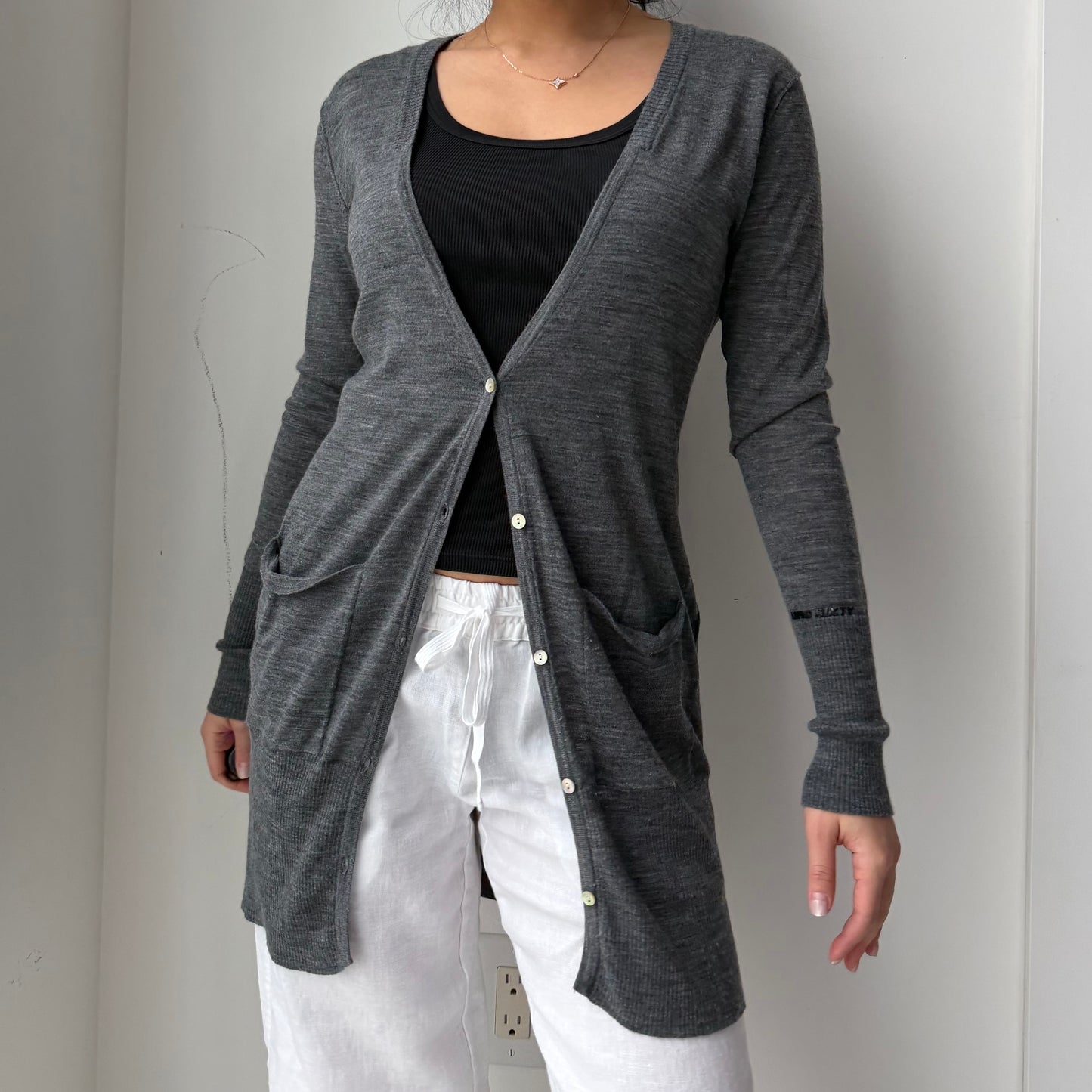 Miss Sixty Grey Wool Button-Front Cardigan - Small