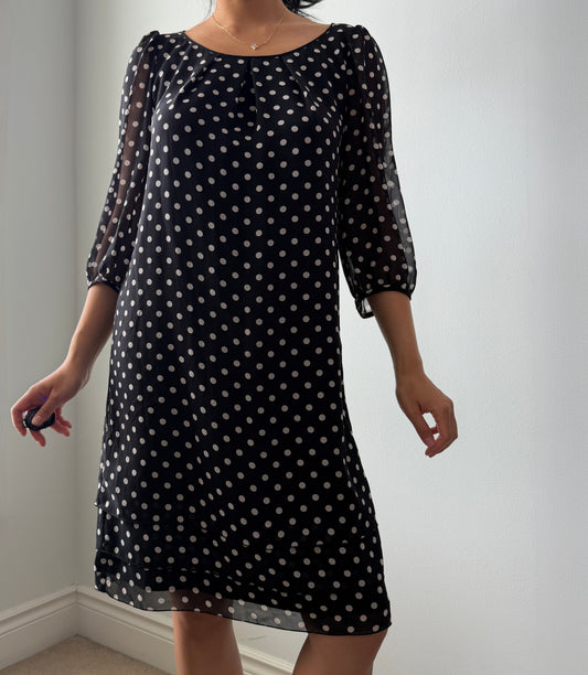 Made in Japan Black and White Polka Dot Dress - Medium
