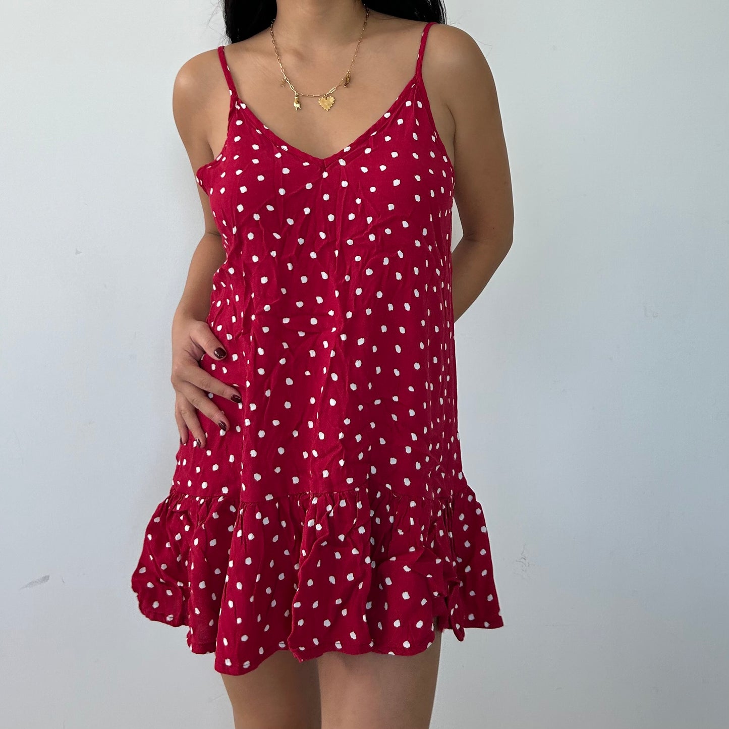 Bali Boat Shed Red Polka Dot Dress - Small