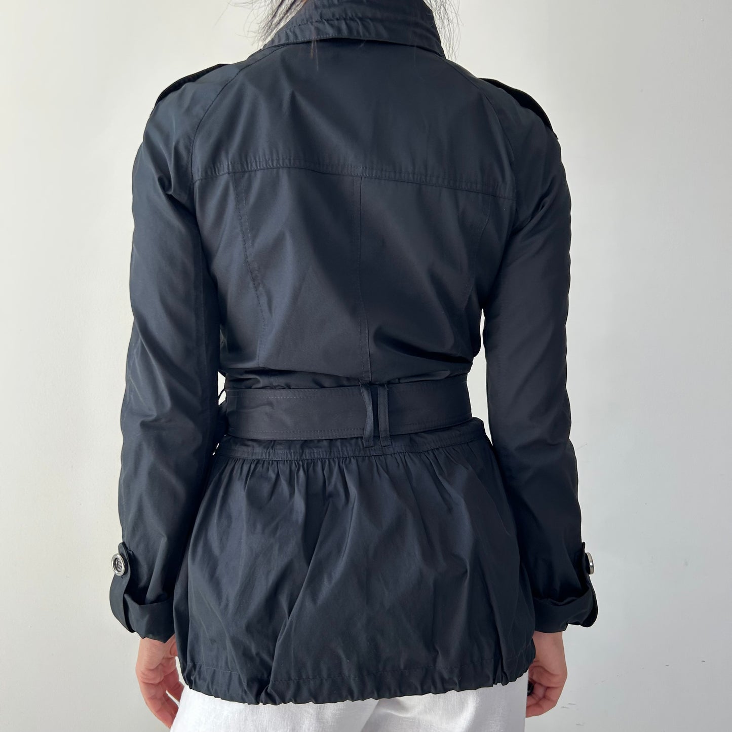 Burberry London Navy Short Trench Jacket - X-Small