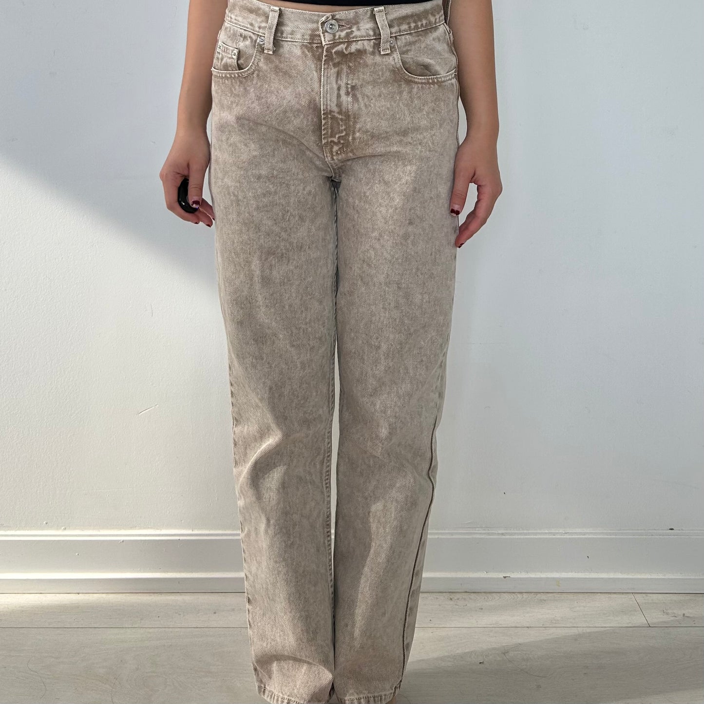 Proenza Schouler Taupe Acid-Wash Straight Leg Jeans - W26