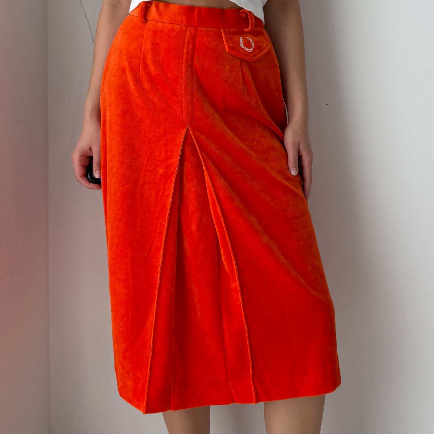 1980s Made in Japan Orange Terry Cloth Skirt - X-Small