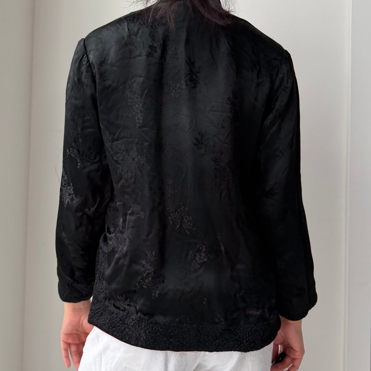 Vintage 1960s Peony Brand Shanghai Reversible Mandarin Jacket - Medium