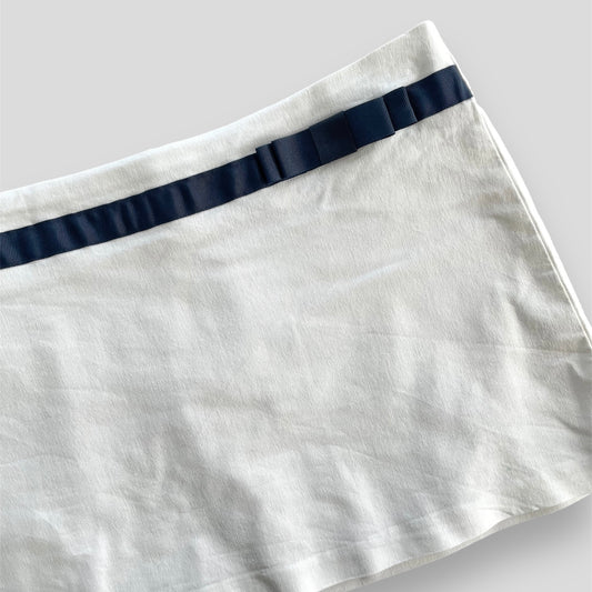 Vintage 2003 Forever 21 White Mini Skirt with Navy Ribbon - Large