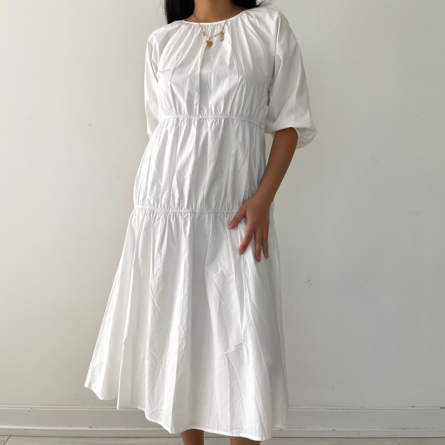 White Tiered Maxi Dress - Small