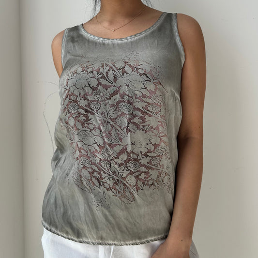 Nile Collection Grey Silk Tank - XX-Small