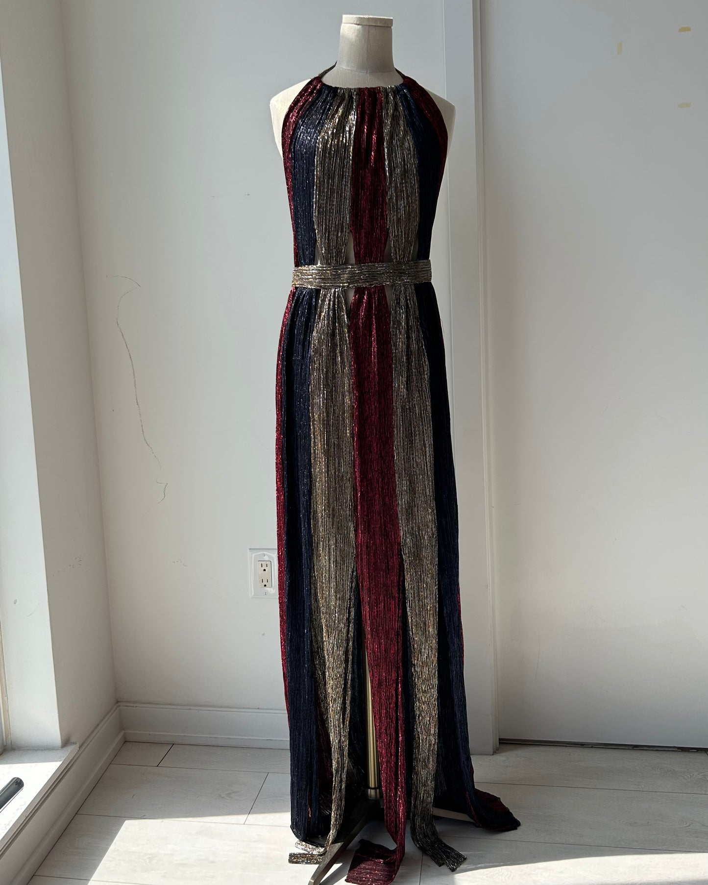 2015 Bec + Bridge Metallic Halter Maxi Dress - Small