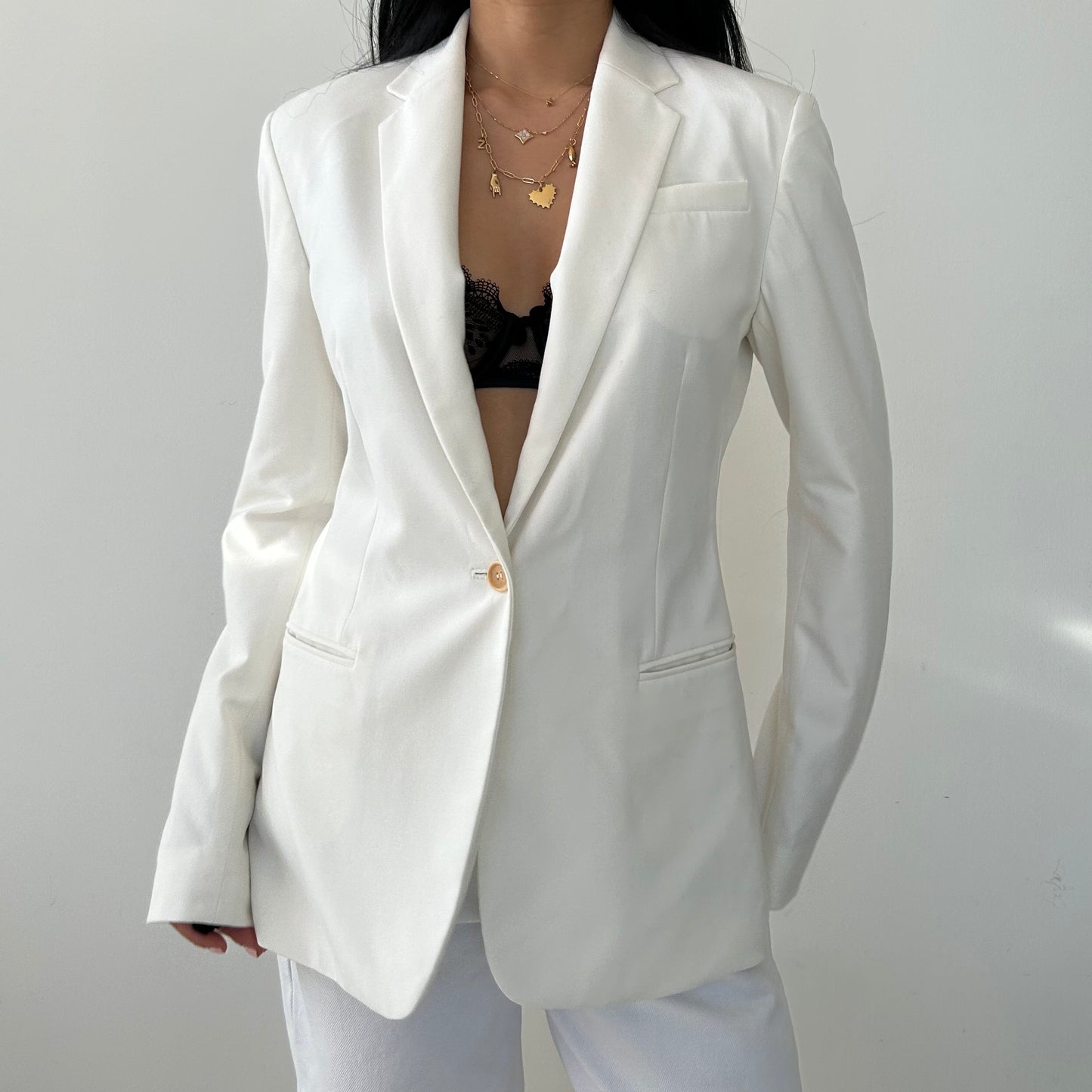 Vintage Calvin Klein RTW S/S 1991 White Blazer - Small