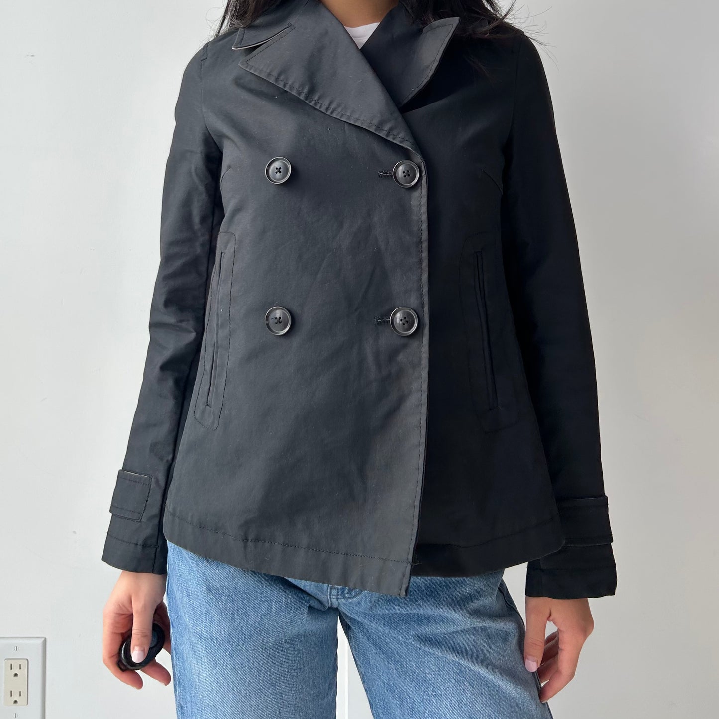 Banana Republic Black Cropped Trench - X-Small
