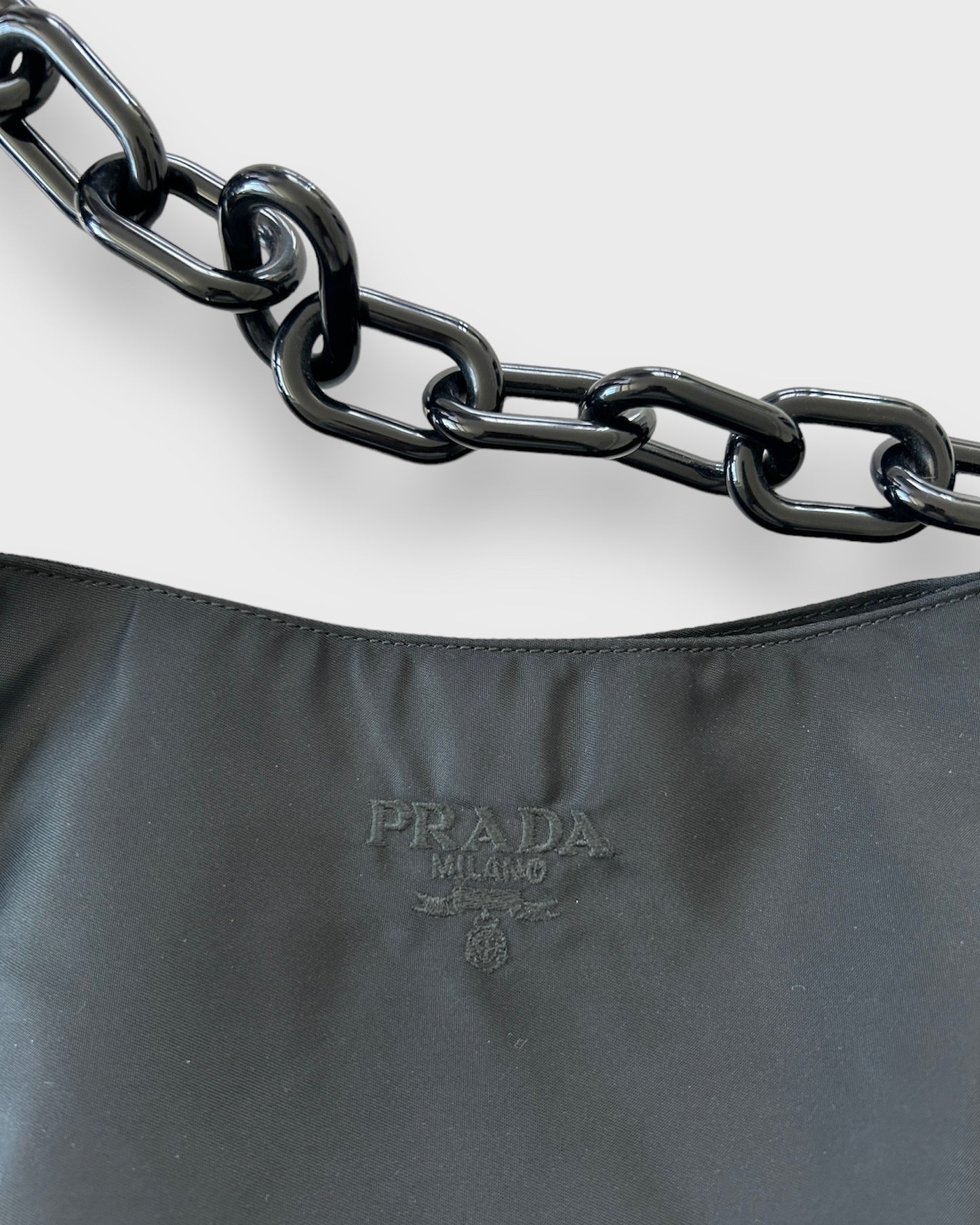 Prada Black Tessuto Chain Shoulder Bag