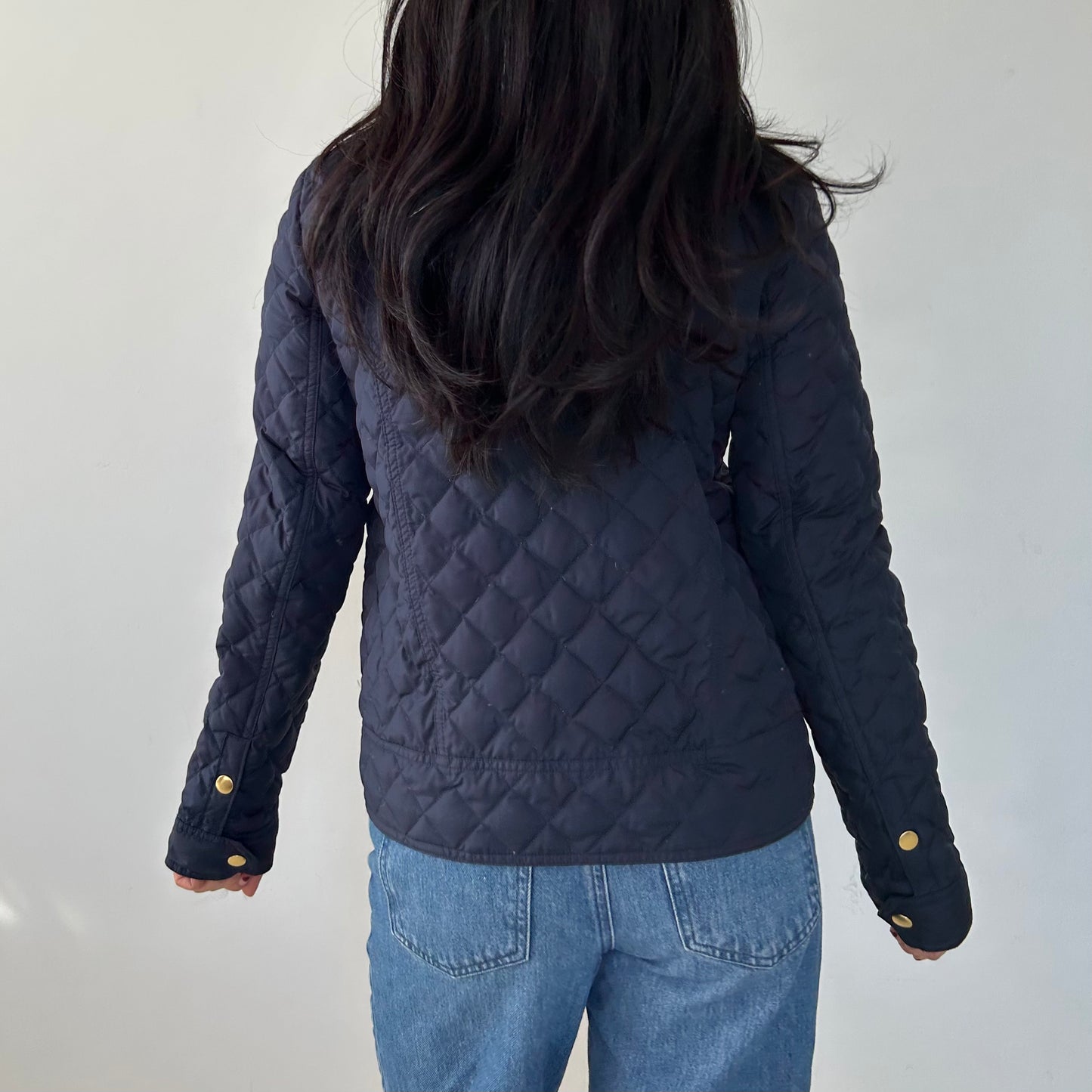 J. Crew Navy Quilted Down Filled Barn Jacket - X-Small